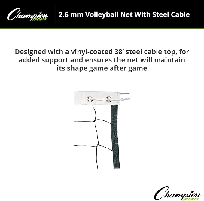 Champion Sports Braided Volleyball Nets, White, 32 x 3-Feet