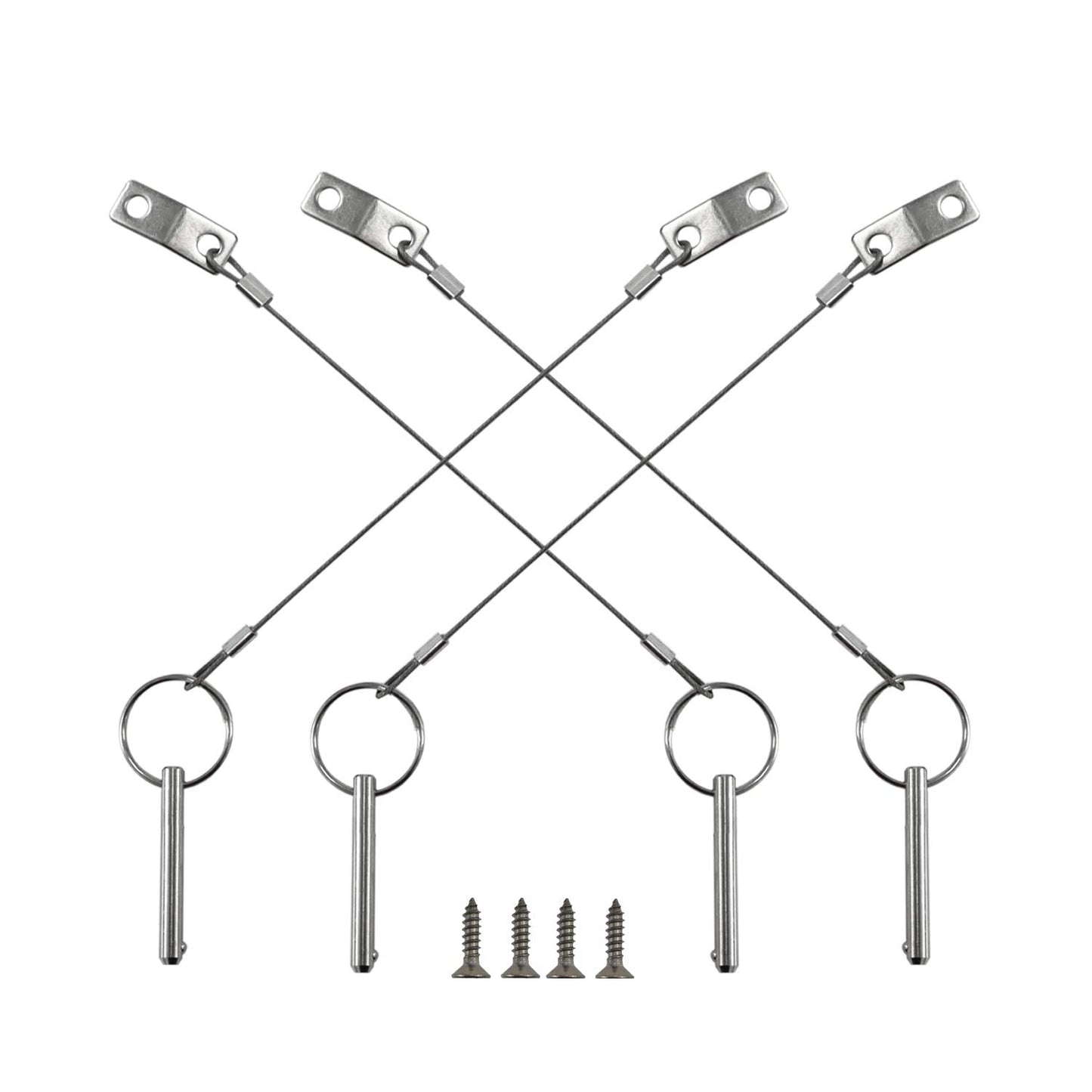 4PIECES of Quick Release Pin 1/4" Diameter, Usable Length 1-1/2"(38mm), Total Length 2"(51mm) Full 316 Stainless Steel, Bimini Top Pin, Marine Hardware