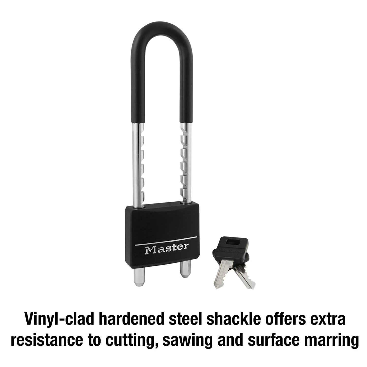 Master Lock 527D Adjustable Shackle Padlock with Key, Black