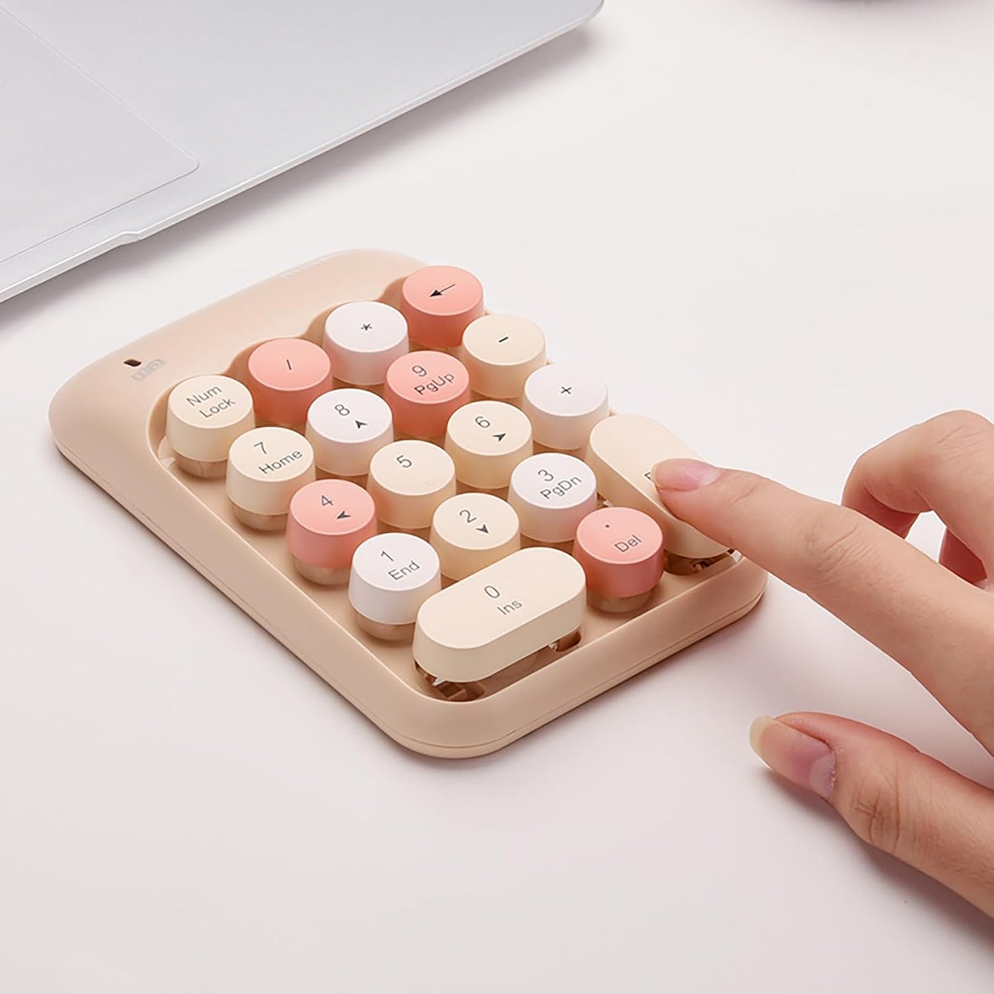 Lomiluskr 2.4G Accounting Wireless Numeric Keypad with USB Receiver, Cute Colorful Round Keycaps, Portable Financial