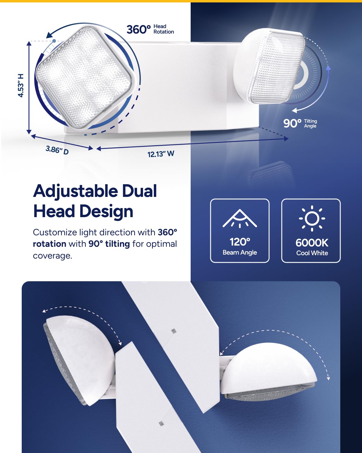 Sunco 12 Pack LED Emergency Lights, Commercial Lighting for Business, Power Outages, Offices, with Backup Battery (90 Minutes), Wall Mount, Hard Wired, 120-277V, Fire Resistant (94V-0) UL
