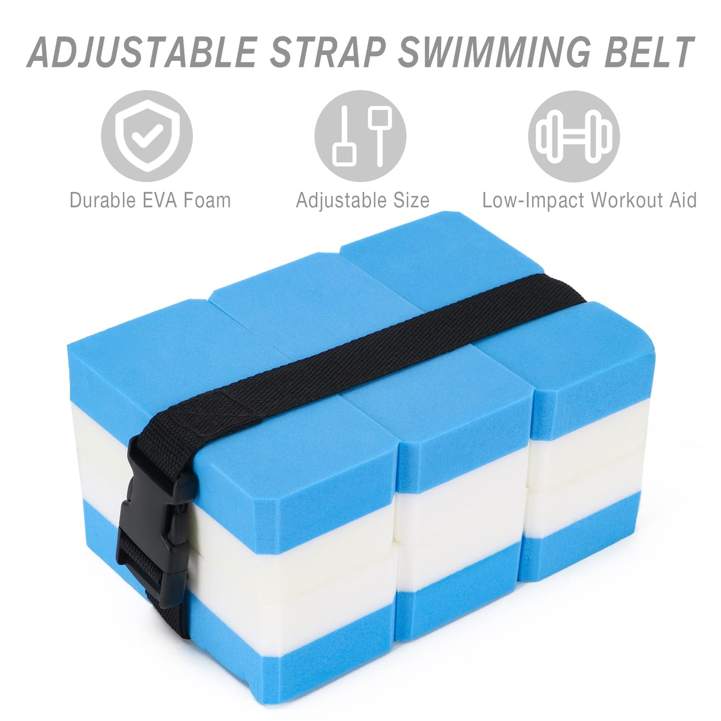 NEAGLORY 5 Pieces Water Aerobics Set Aquatic Exercise Set Pool Fitness Equipment with Foam Dumbbell, Swim Kickboard, Pull Buoy, Aquatic Swim Belt for Water Workout, Blue