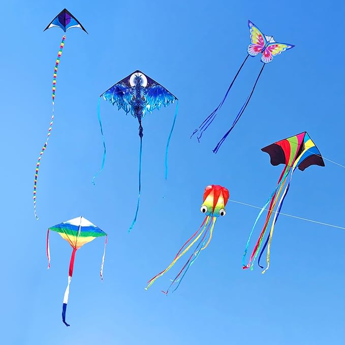Kites for Kids & Adults, Beach Kites Set for Beginners, Easy to Fly Large Kites Pack for Boys and Girls, Kite String Included, Perfect for Outdoor Activities
