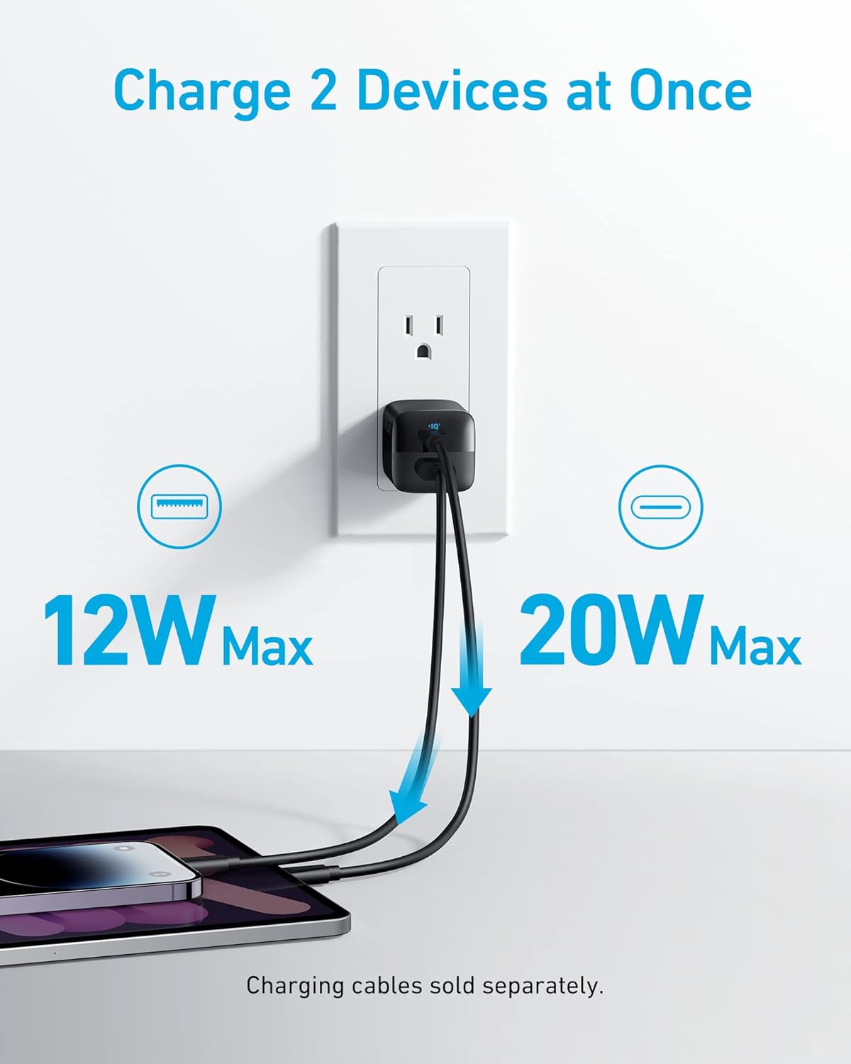 Anker 33W 2 17/16 USB C Charger Block, Port Compact Charger with Foldable Plug for iPhone Series, Galaxy, and More