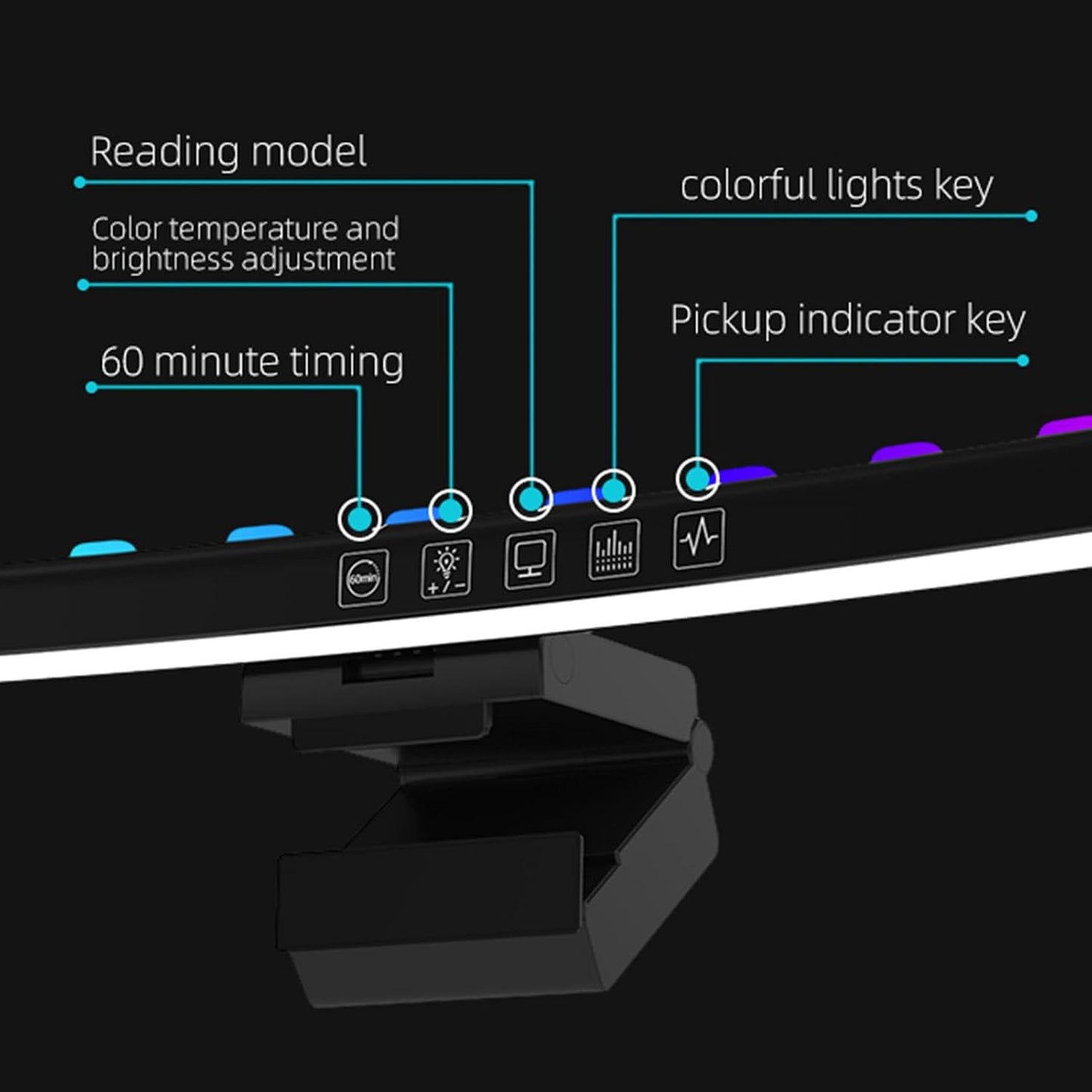 3 (3200k, 4500k, 6900k), Dimmable Diyeeni Curved Monitor Light Bar with Touch Control, Color Temperatures RGB, Timing