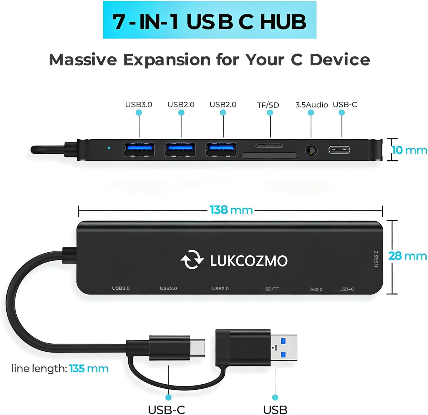 LUKCOZMO 8 1 100W 3 USB C Docking Station with Ethernet, in Docking Station to HDMI Adapter Displayport SD TF Card
