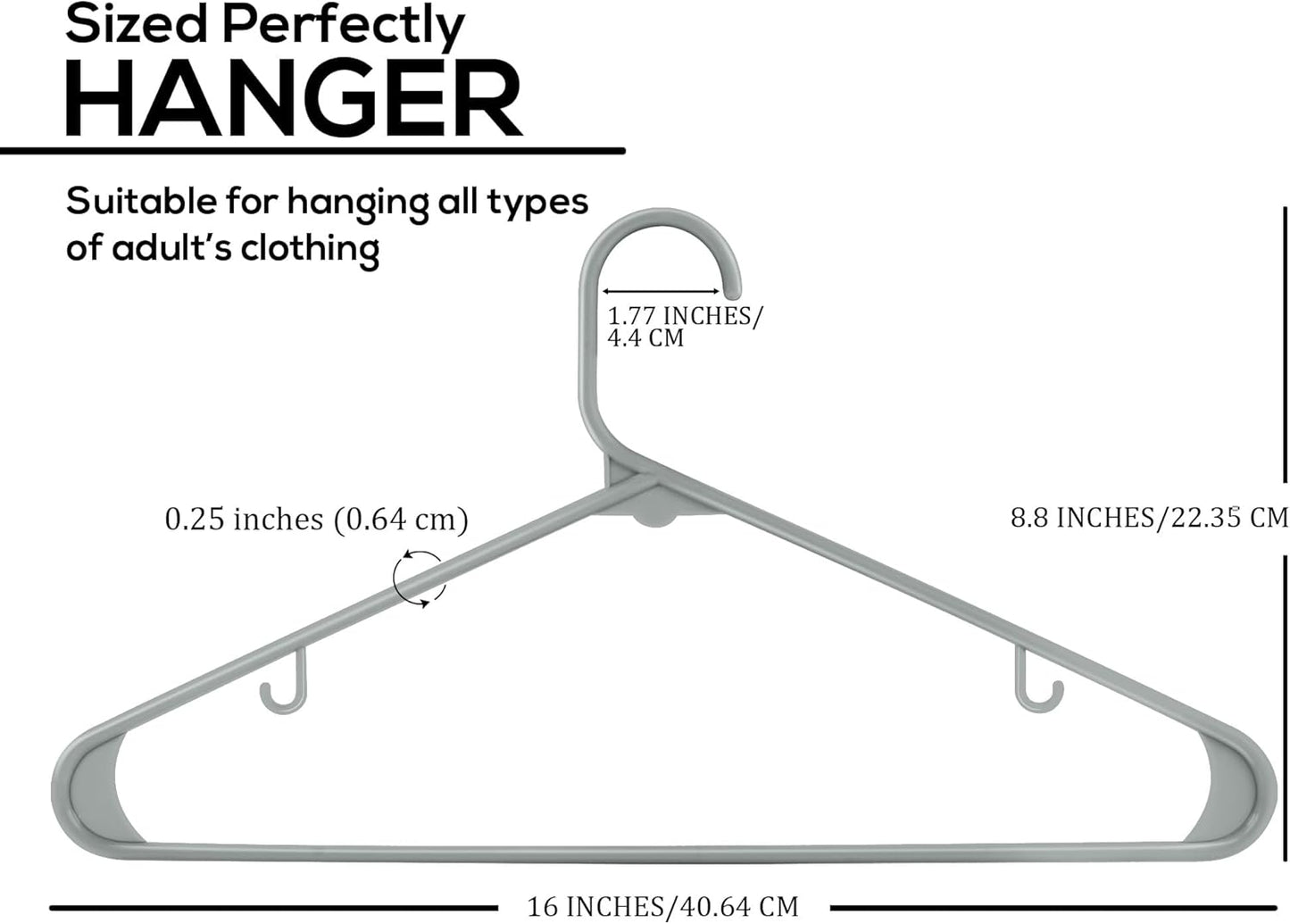Utopia Home Plastic Hangers 50 Pack - Durable Space-Saving Closet Organizers - Ideal for Shirts, Pants, Skirts & Coats (Grey)