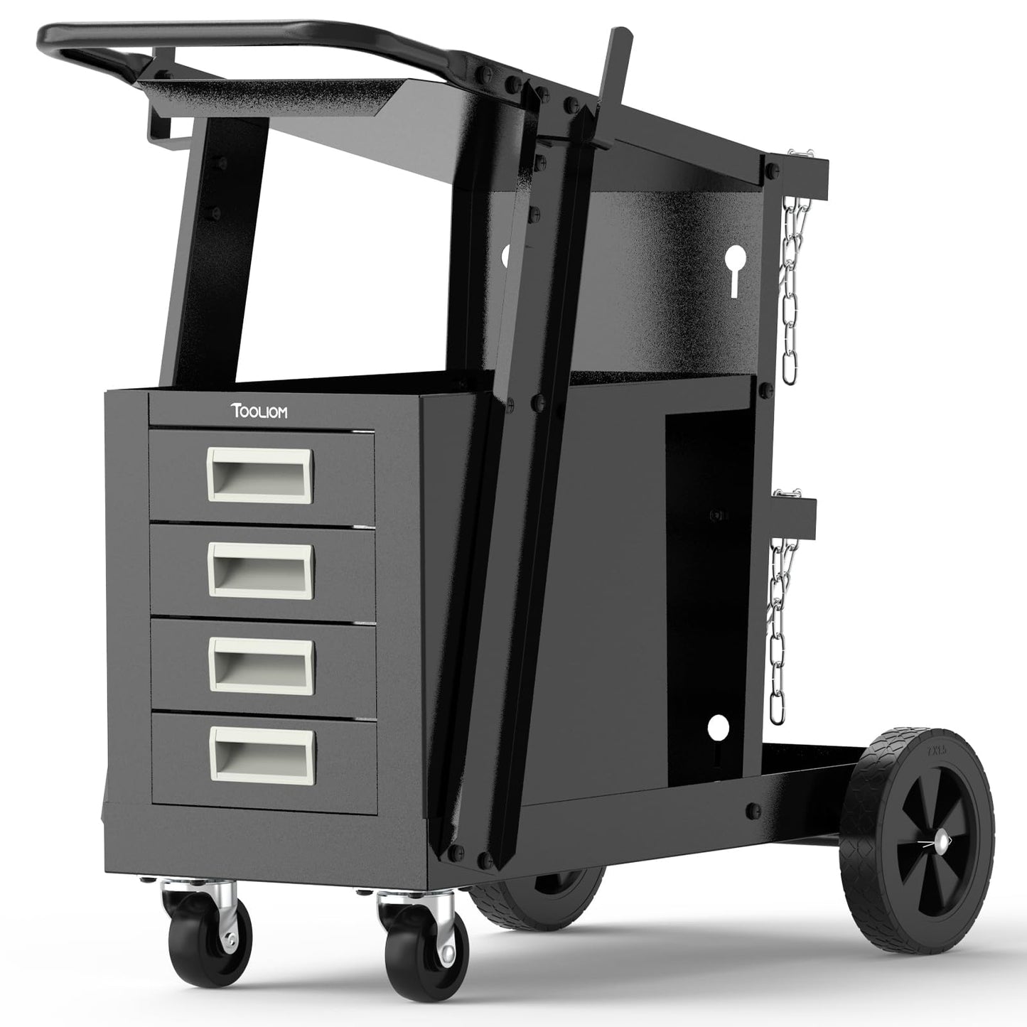 TOOLIOM Welding Cart with 4 Drawers Cabinet,Rolling Welder Cart for TIG MIG Welder and Plasma Cutter 360° Swivel Wheels Welding Trolley