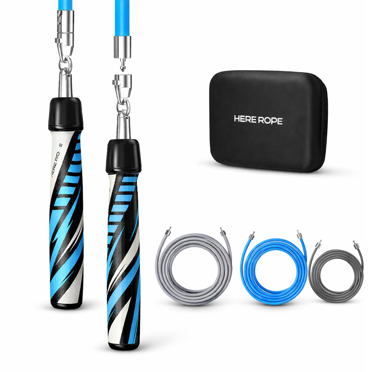 HEREROPE Weighted Jump Rope for Men Women Interchangeable 1/6lb 1/4lb 1/2lb Heavy Jump Rope- Adjustable Length, Tangle Free, Smooth Ball Bearing, Anti-slip Grip, Skipping Rope for Weight Loss