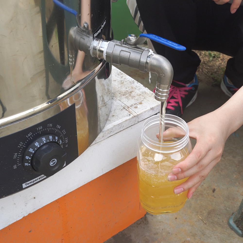 witbee Heated Honey Bottling Tank, 19 Gallon Stainless Steel Double Wall Wax Melter with No Drip Honey Gate Valve and Strainer, Adjustable Temperature, for Storage and Bottling Honey