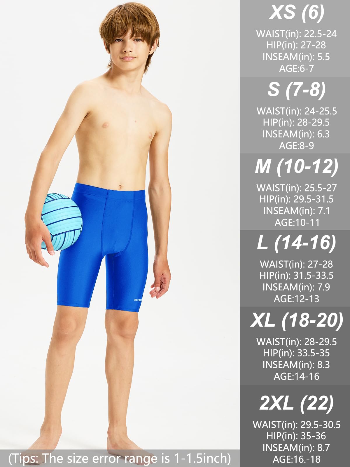 DEVOROPA Boys' Swim Jammers Youth Competitive Swim Team Suit Quick Dry Athletic Swimming Shorts UPF 50+ Black/Red L