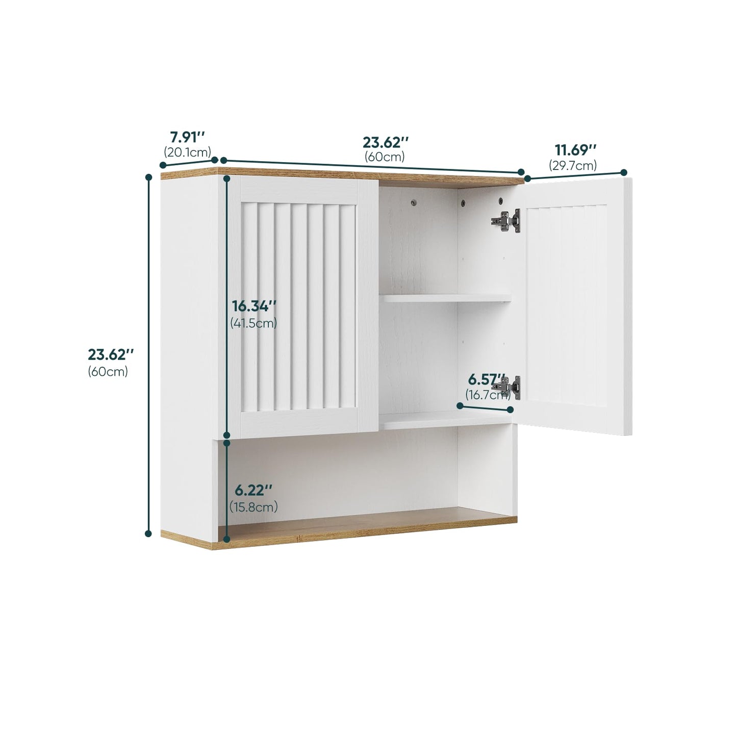 Kiasthome Bathroom Wall Cabinet, Medicine Cabinet with Louvered Doors & Adjustable Shelf, Over The Toilet Storage Cabinet for Laundry Room & Kitchen & Living Room