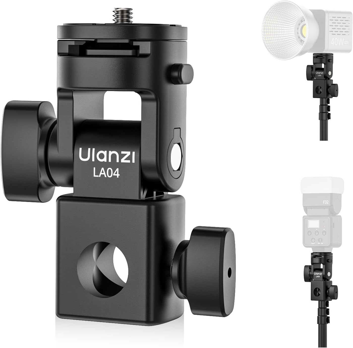 LA04 1/4 180 6.6lb/3kg ULANZI Light Stand Mount Adapter with Screw, Quick Release Mounting Plate for Camera Monitor