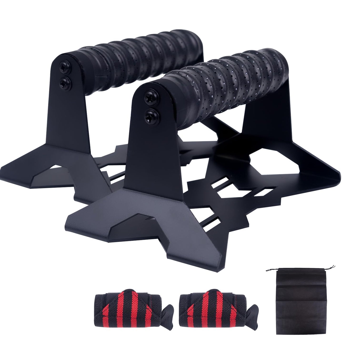 Parallettes Push Up Bars,Includes 2 wrist guards, 1 storage bag,Push Up Handles,Heavy Duty Steel Frame with Non-Slip Handle,Calisthenics Equipment for Outdoor&Home
