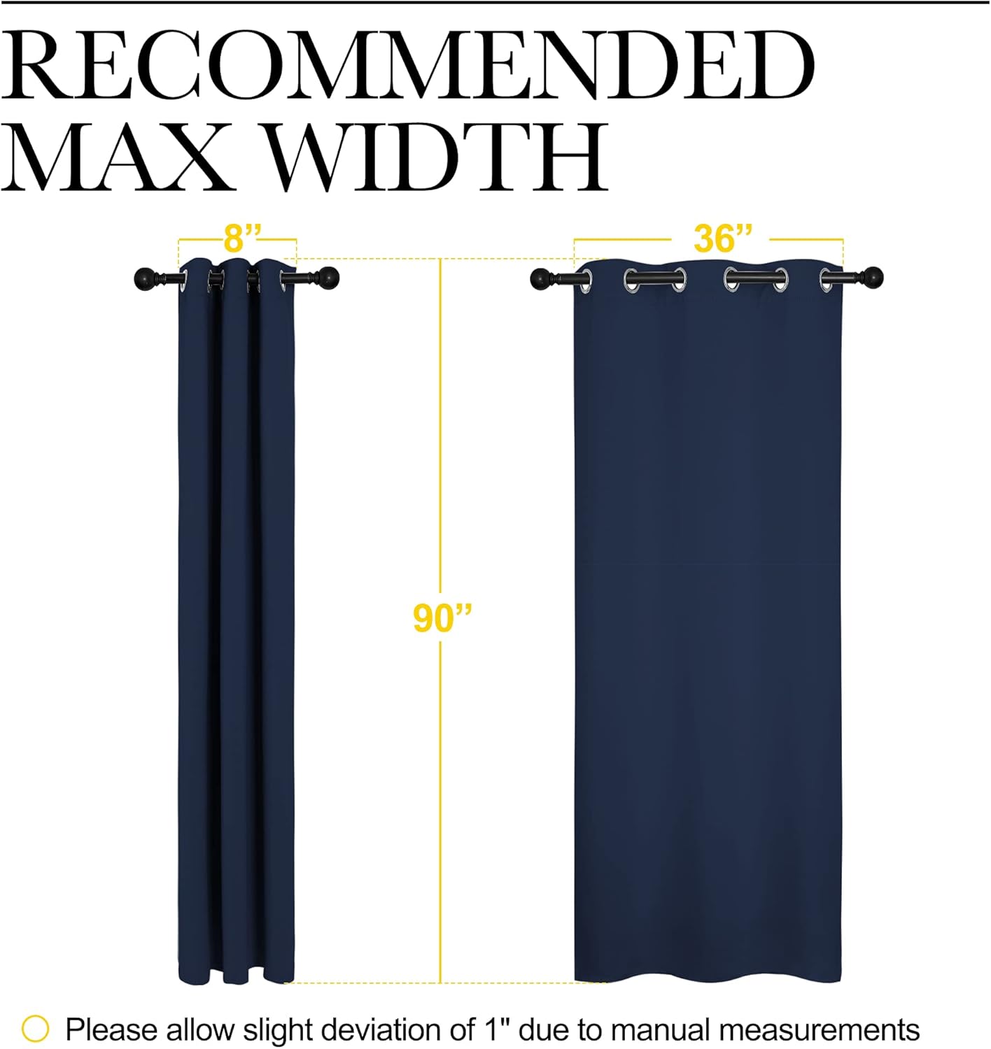 NICETOWN Window Drapes - Long Grommet Top Curtains for Living Room | Navy, 42" Wide x 90" Long, 2 Pieces