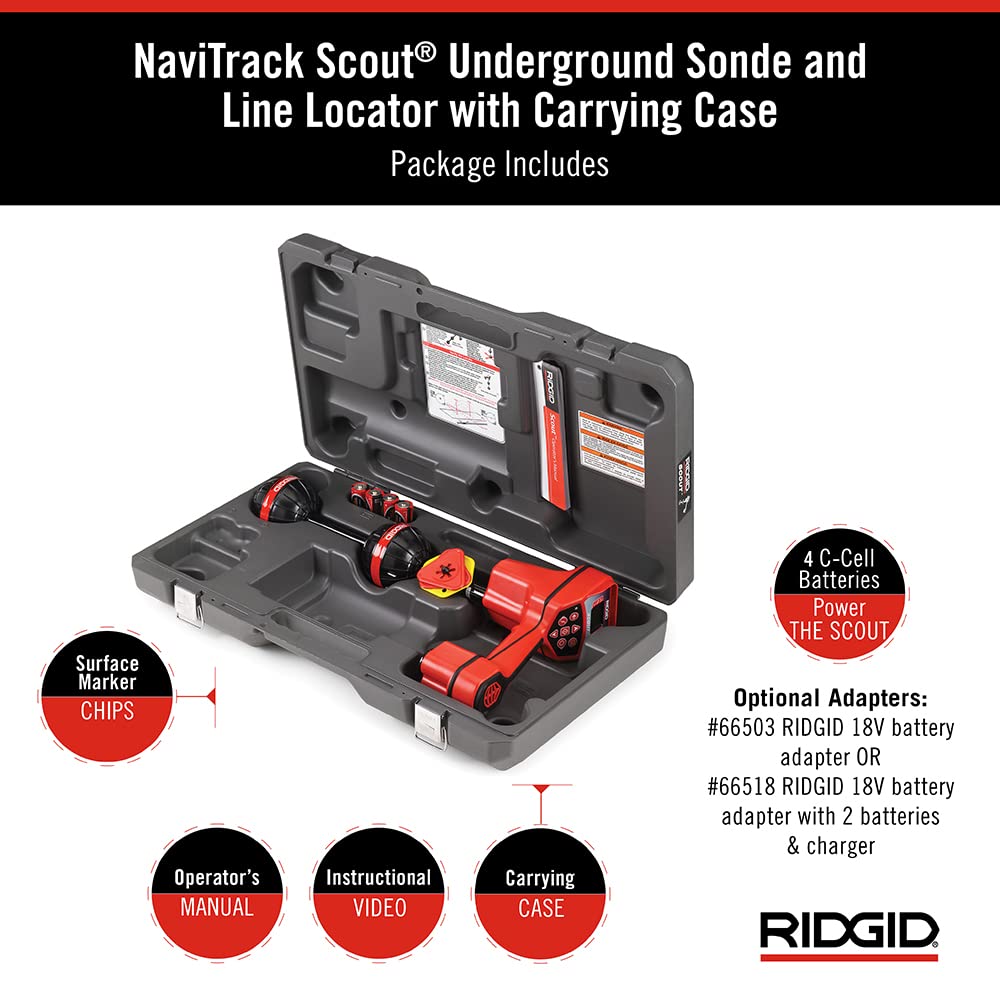 RIDGID 19238 NaviTrack Scout Locator, Underground Pipe Locator and Underground Cable Location Device Small