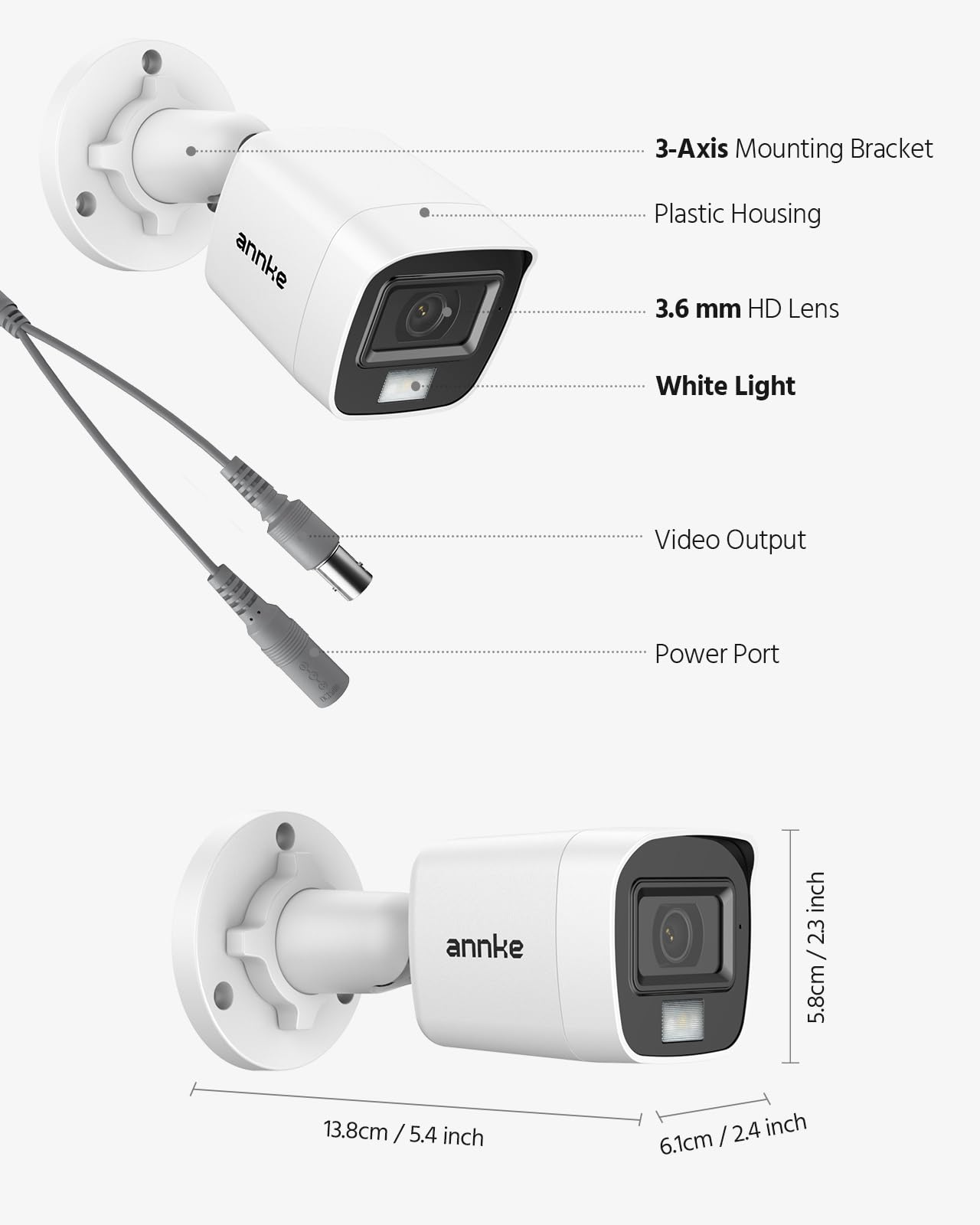ANNKE 4 Packed 2.0MP 1080P 1920TVL Wired Security Camera Kits, HD TVI Add-on Outdoor CCTV Cameras, Smart Dual Light, IP66 Weatherproof Housing, Home Surveillance Bullet Cam