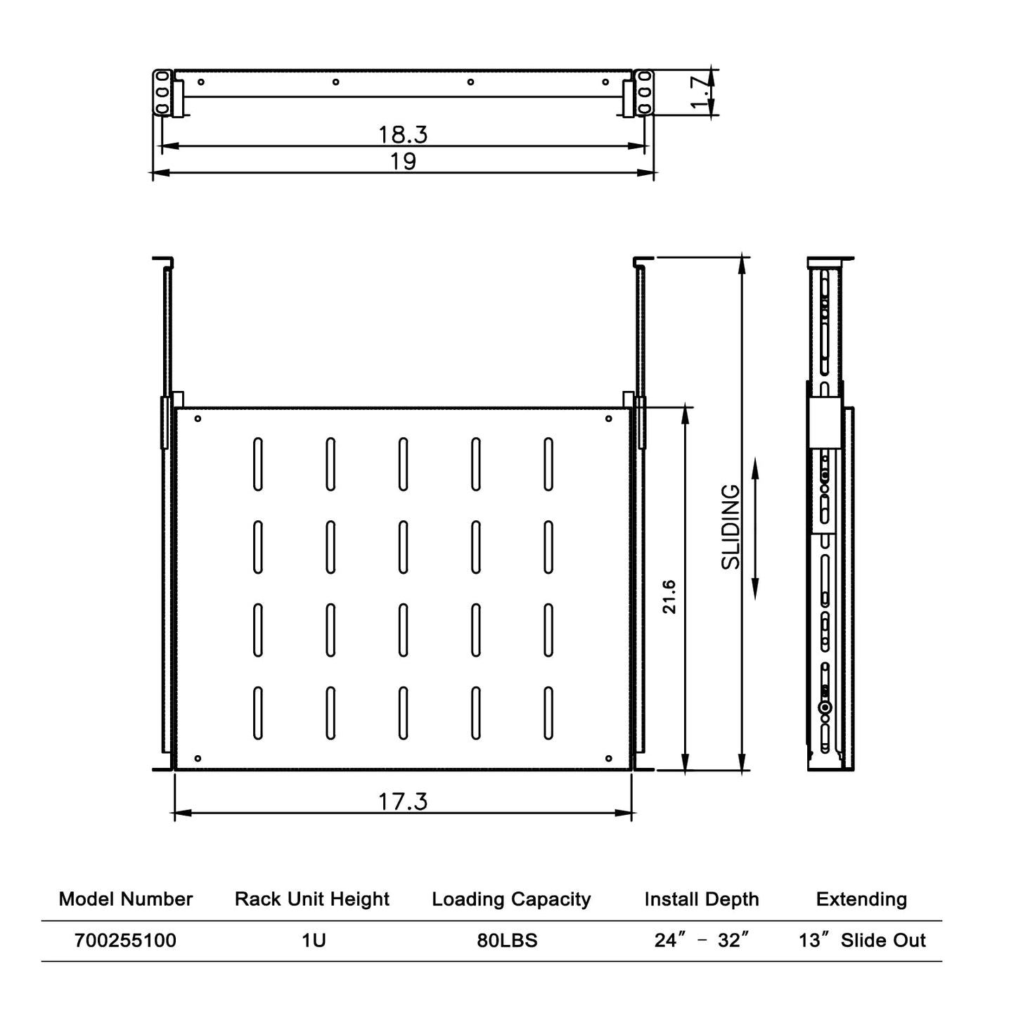 RAISING ELECTRONICS Sliding Fixed Rack Server Shelf 1U 19inch 4 Post Rack Mount-Adjustable 24inch-32inch