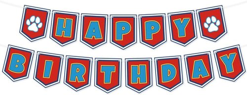 Cartoon Dog Paw Happy Birthday Banner - Adorable Decorations for Boys' 1st, 2nd, & 3rd Birthday Parties