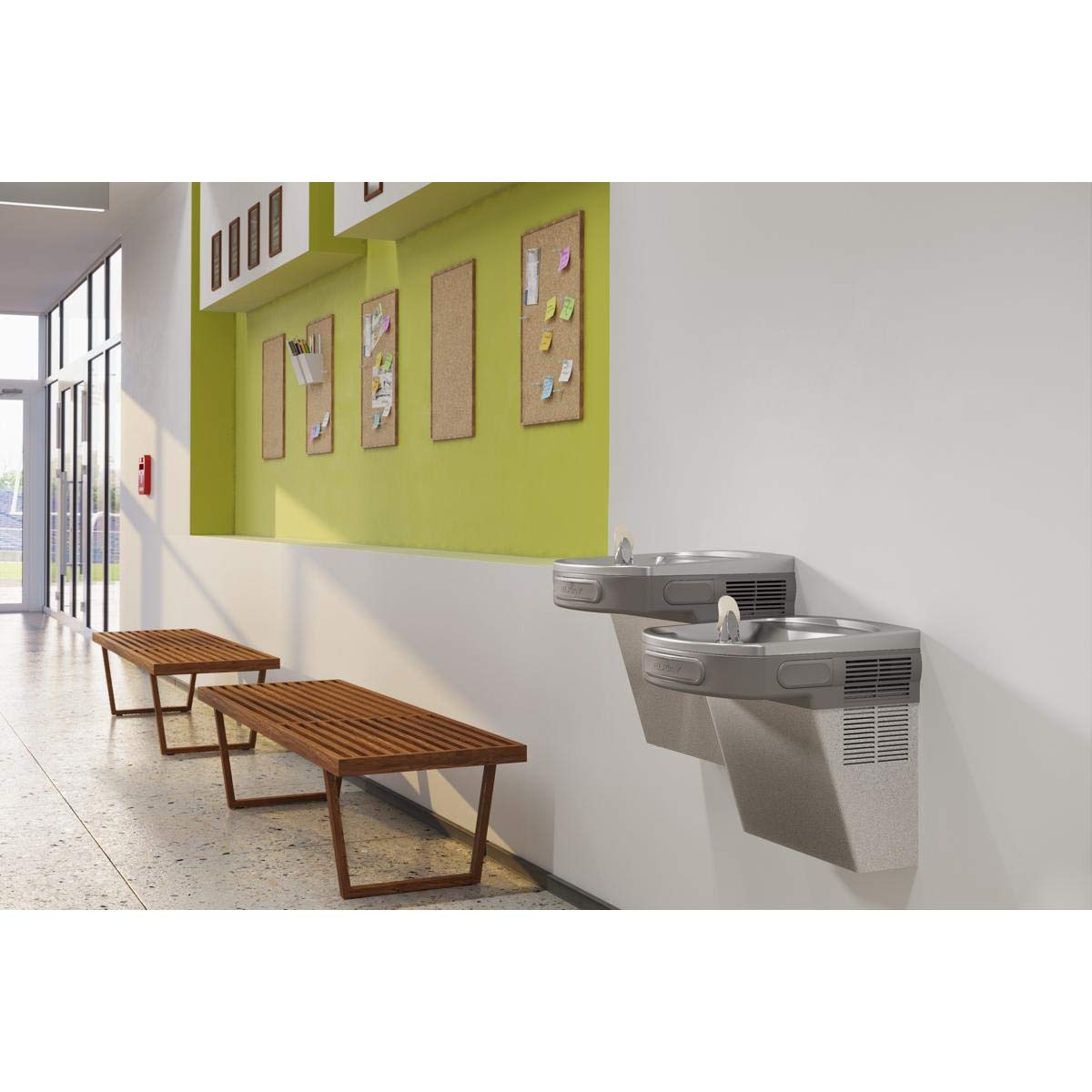 Elkay LZSTL8LC Versatile Cooler Wall Mount Bi-Level ADA Filtered, 8 GPH Light Gray Granite, 1.5