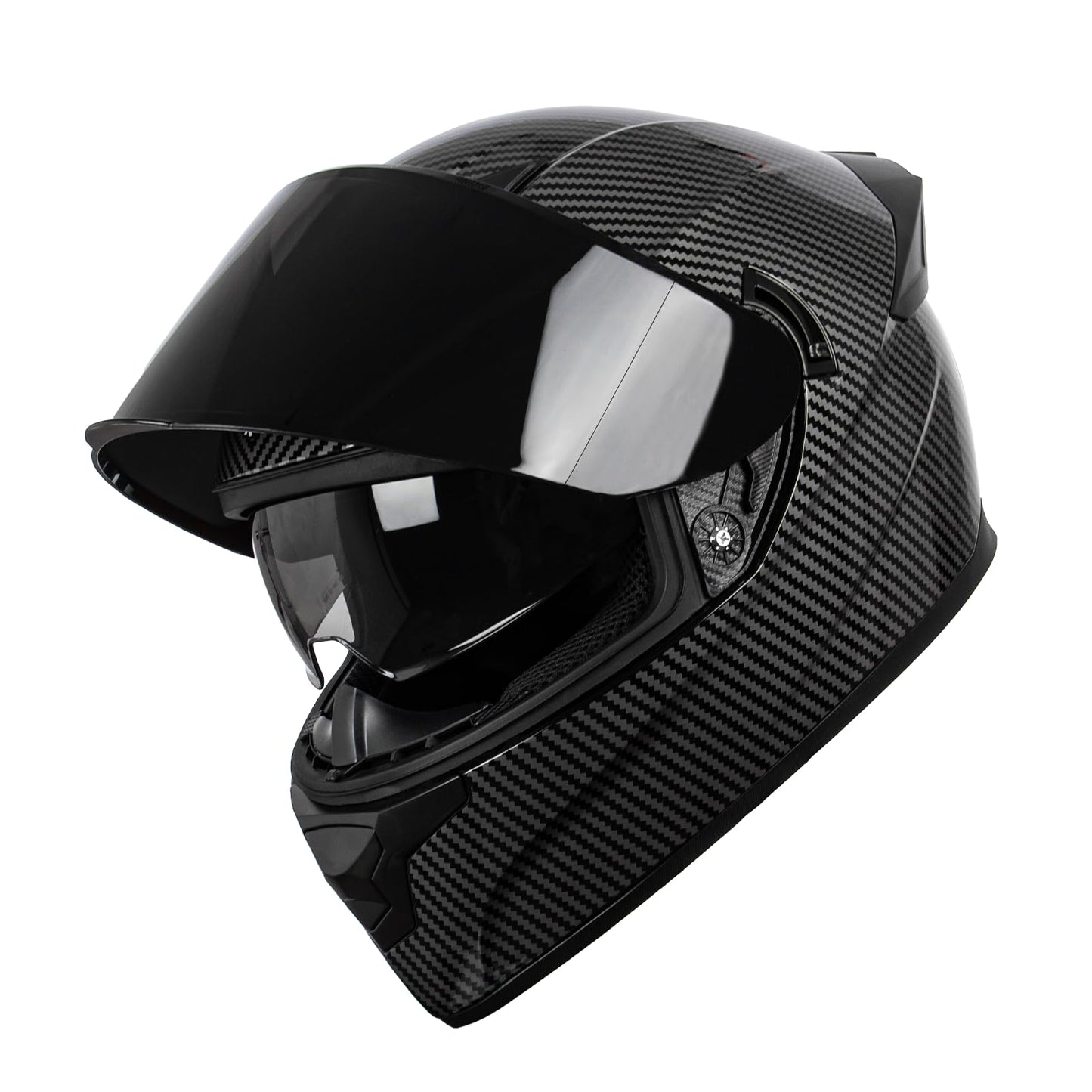 Crown Racing Motorcycle Helmets Street Bike Full Face Motorcycle Helmet Motorbike for Adults DOT Approved Carbon Fiber Pattern Helmets