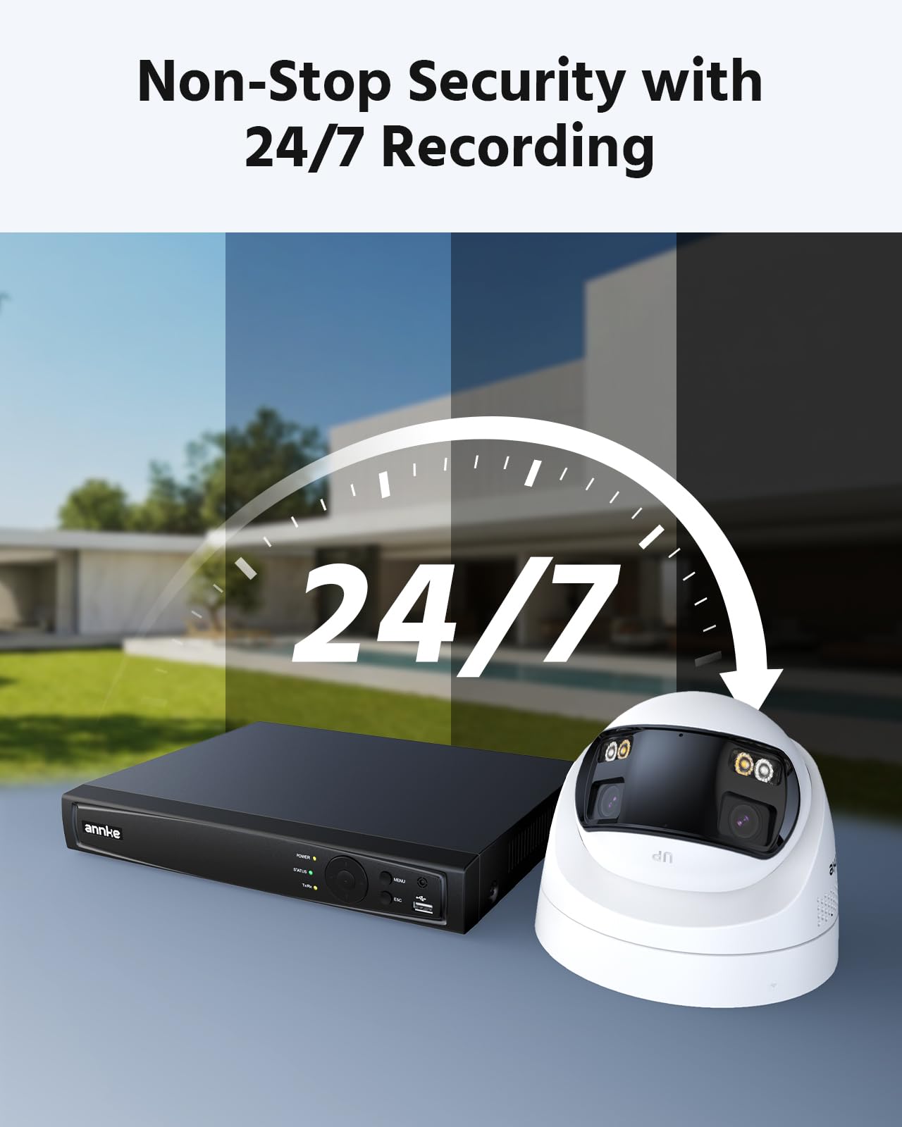 ANNKE 4K PoE Security Camera System with Dual Lens, 180° Wide Angle, 12MP H.265+ NVR with 2TB HDD, 4pcs 8MP Wired Surveillance IP Cameras Outdoor, Smart AI Human/Vehicle Detection, 2-Way Audio