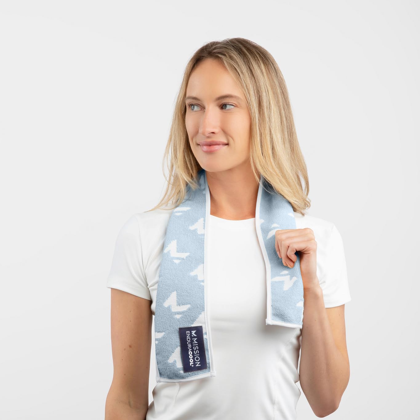 MISSION Enduracool+ Mini Performance Towel, 2 Pack, Instant Cooling Up to 8 Hours UPF 50, Fast Drying, for Outdoors, Running, Sports, Hiking, Camping, Gym (Ash Gray & Soft Blue)