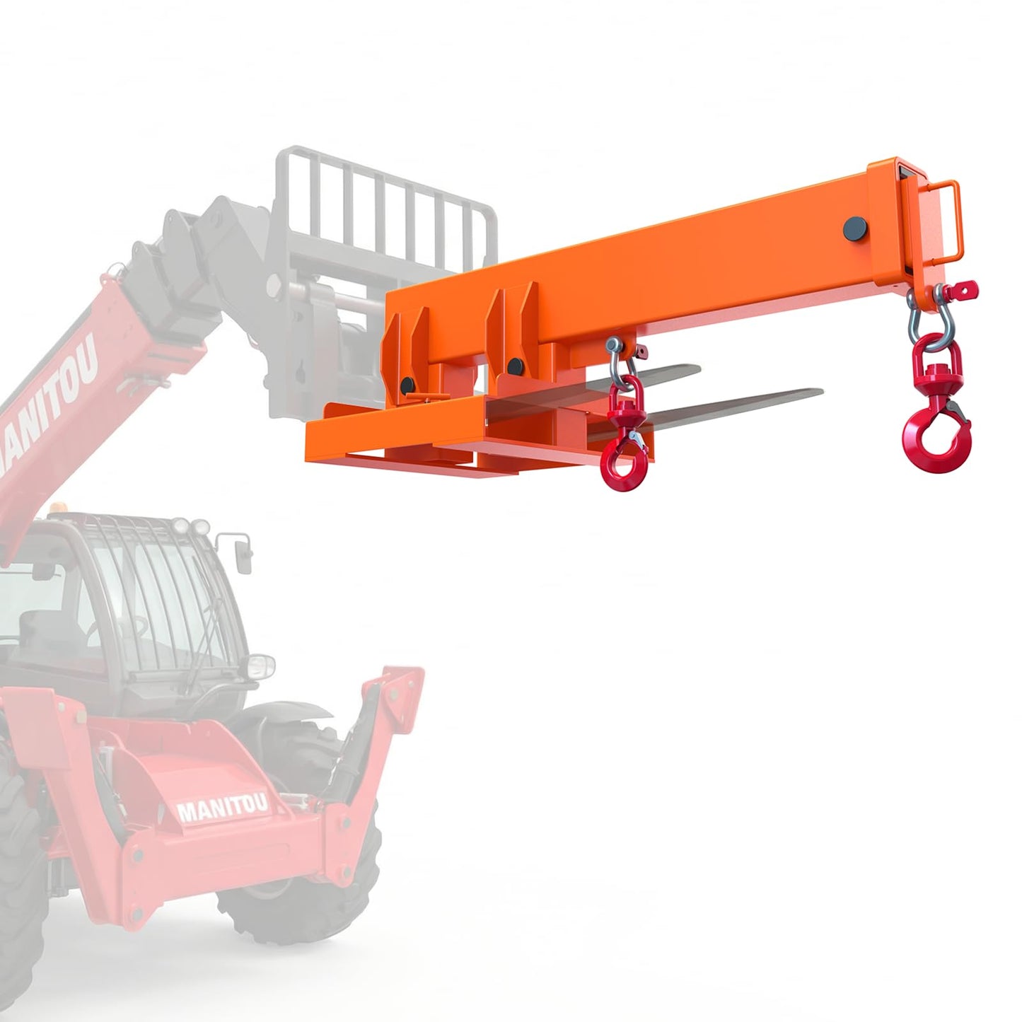 Jib Crane 5511 Lbs Forklift Boom Lift Fork Mounted Crane Attachment with Adjustable Holes Heavy Duty Steel Construction 2 Swivel Hooks 3 Angle Adjustment 28”to 79.92”