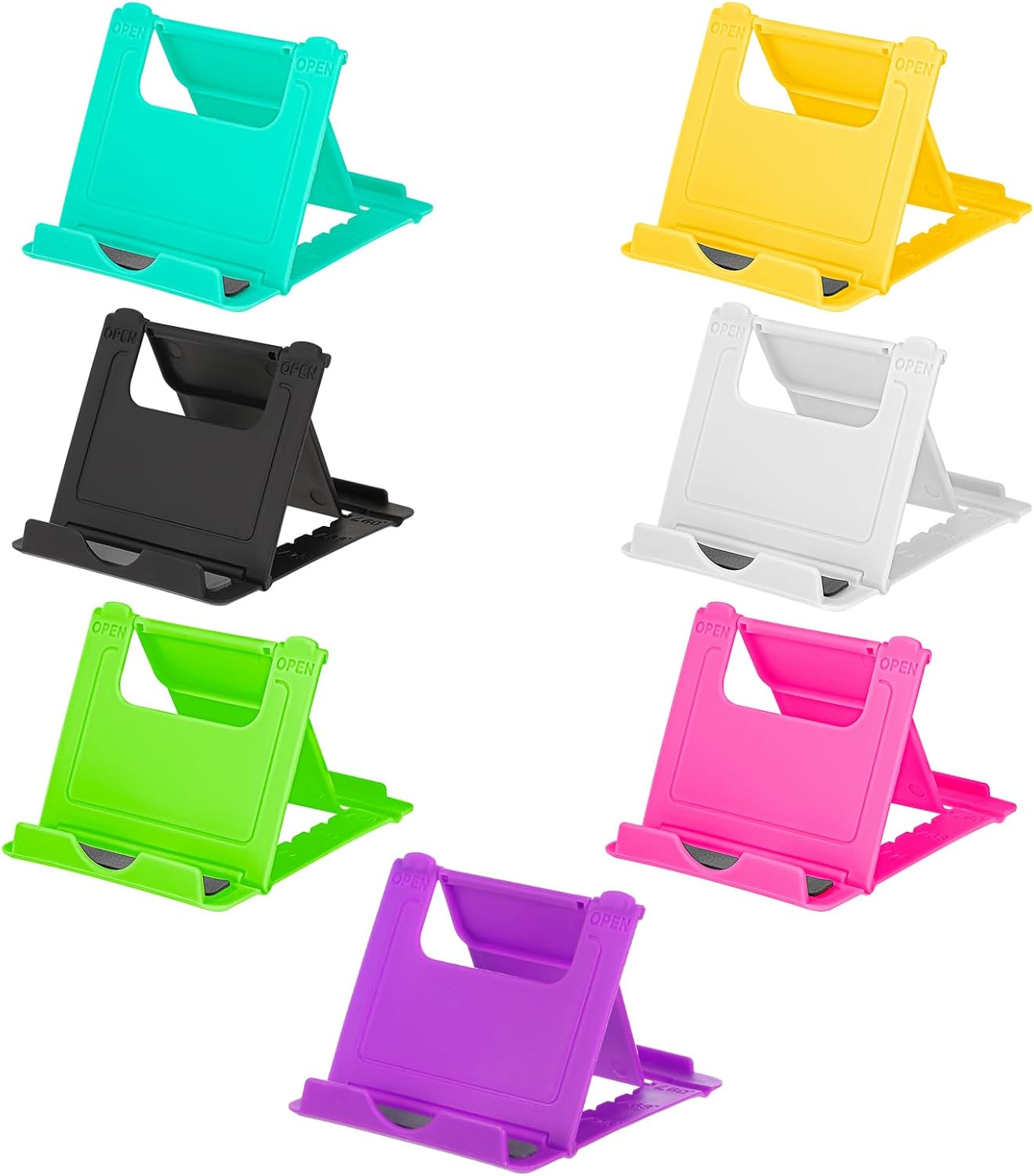 Bruislard 7 Pack Foldable Phone Stands Holder, Multi-Angle Desktop Tablet Stand Portable Universal Tabletop Phone