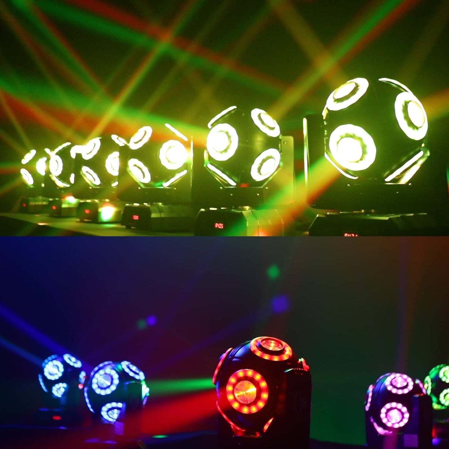 DJXFLI Moving Head Stage Light with Halo Beam 8x15W LED Stage Lights RGBW 4in1 DJ Lights 360°Moving Head DMX Sound Activated for Club Wedding Show