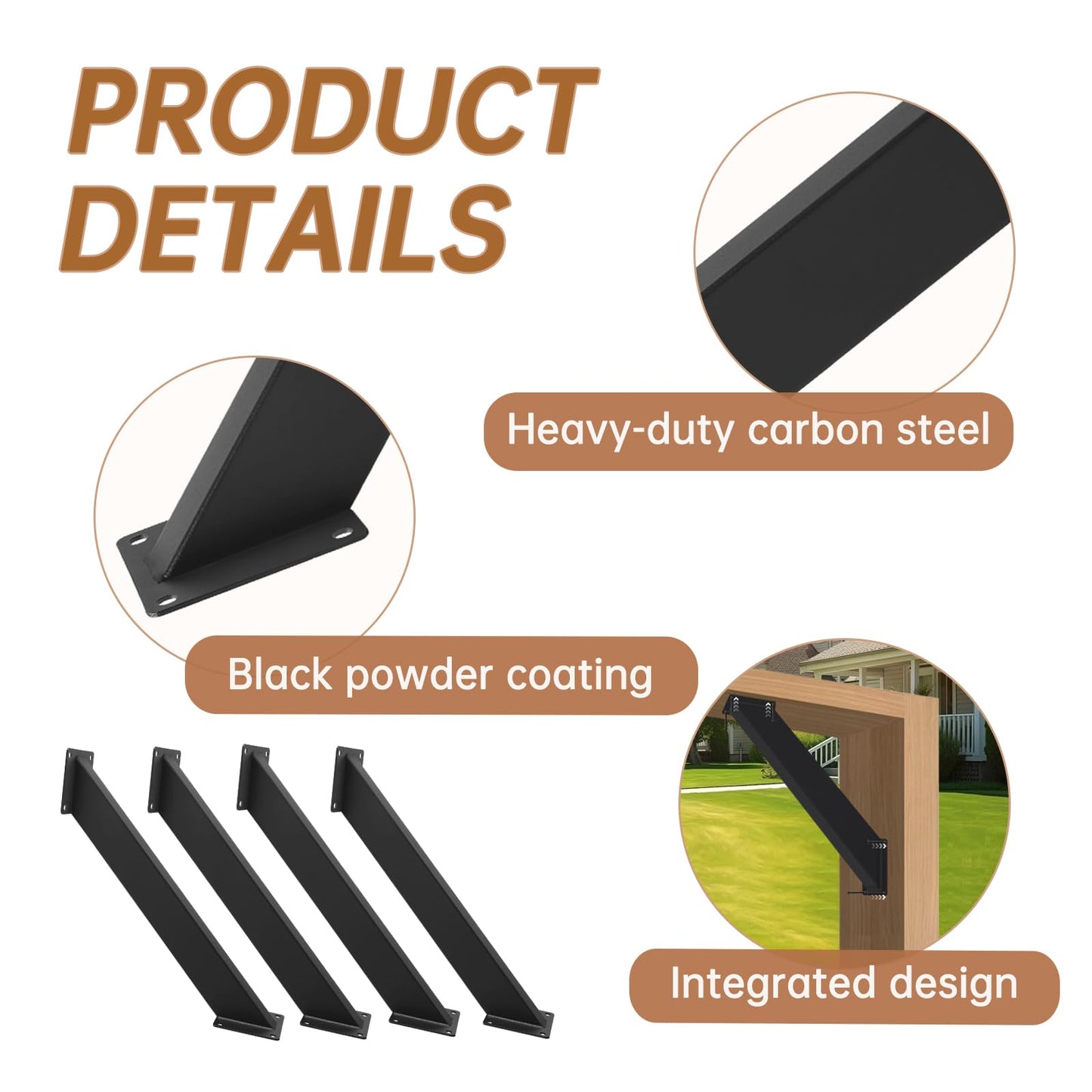 12 Pcs 45 Degree Angle Support Bracket, Pergola Kit Heavy Duty Connectors for 4 "x 4" (Actual: 3.15''x3.15'') , for Wooden Structures Such as gazebos, Tree Houses, Cabins, and Patio Kits.