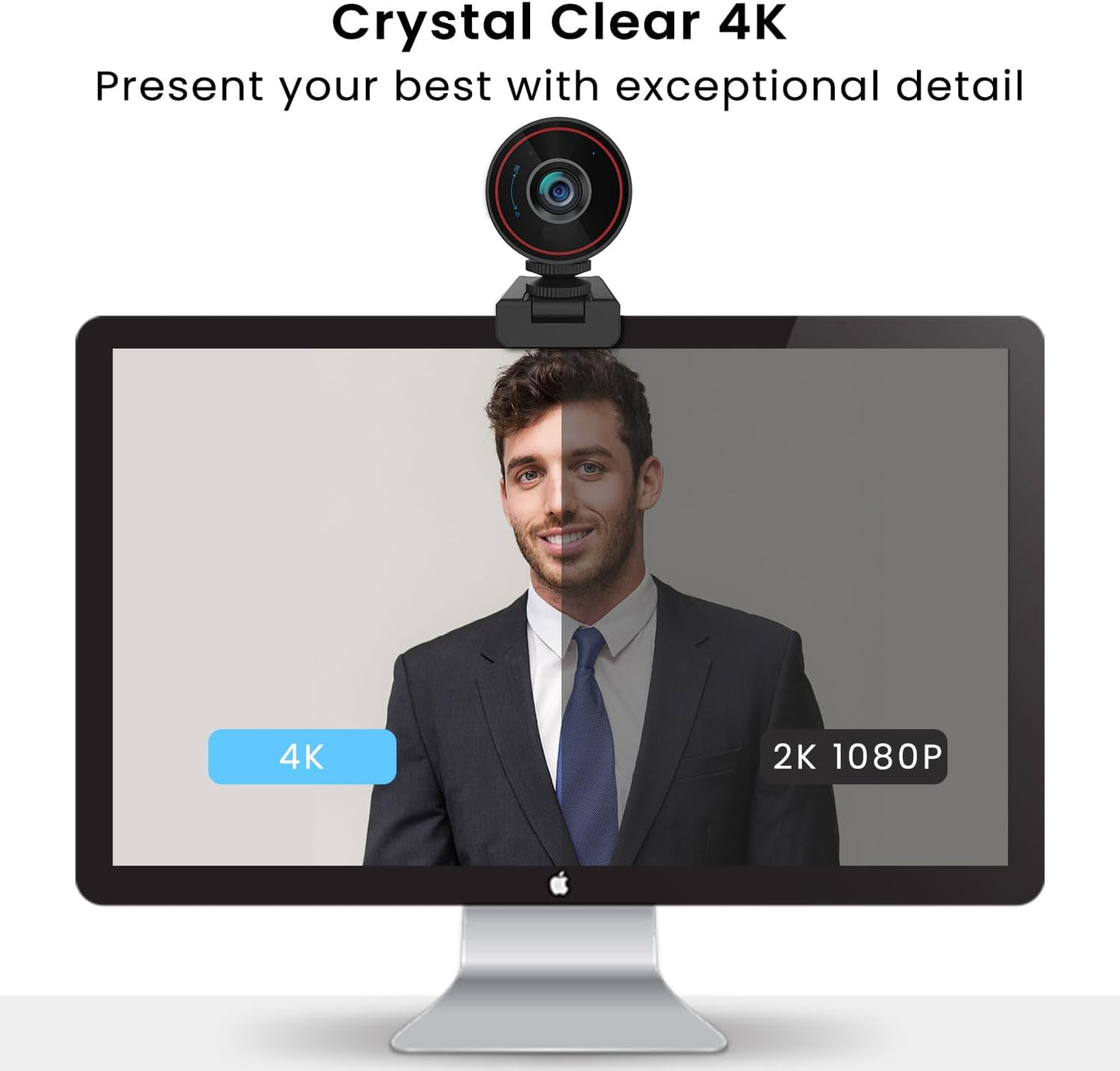 CIRICO L52 4K 1080P 60FPS, 90 UltraCam Webcam, FOV, AI Framing, Remote Control, Privacy Cover, Noise-Canceling Mic