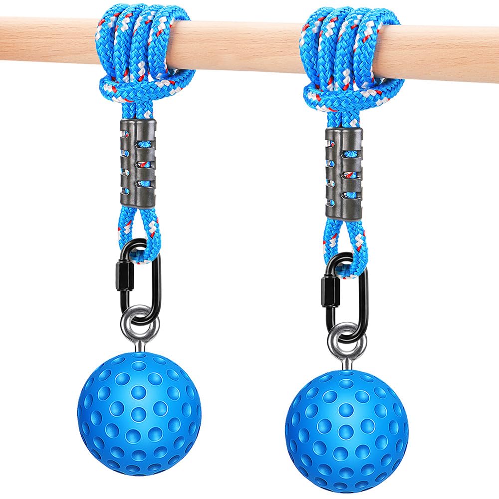 SELEWARE Pull Up Power Ball Hold Grips Durable Non-Slip Hand Grips Strength Trainer Exerciser for Bouldering, Pull-up, Kettlebells, Fitness, Workout Climbing, Blue (2 Pack)
