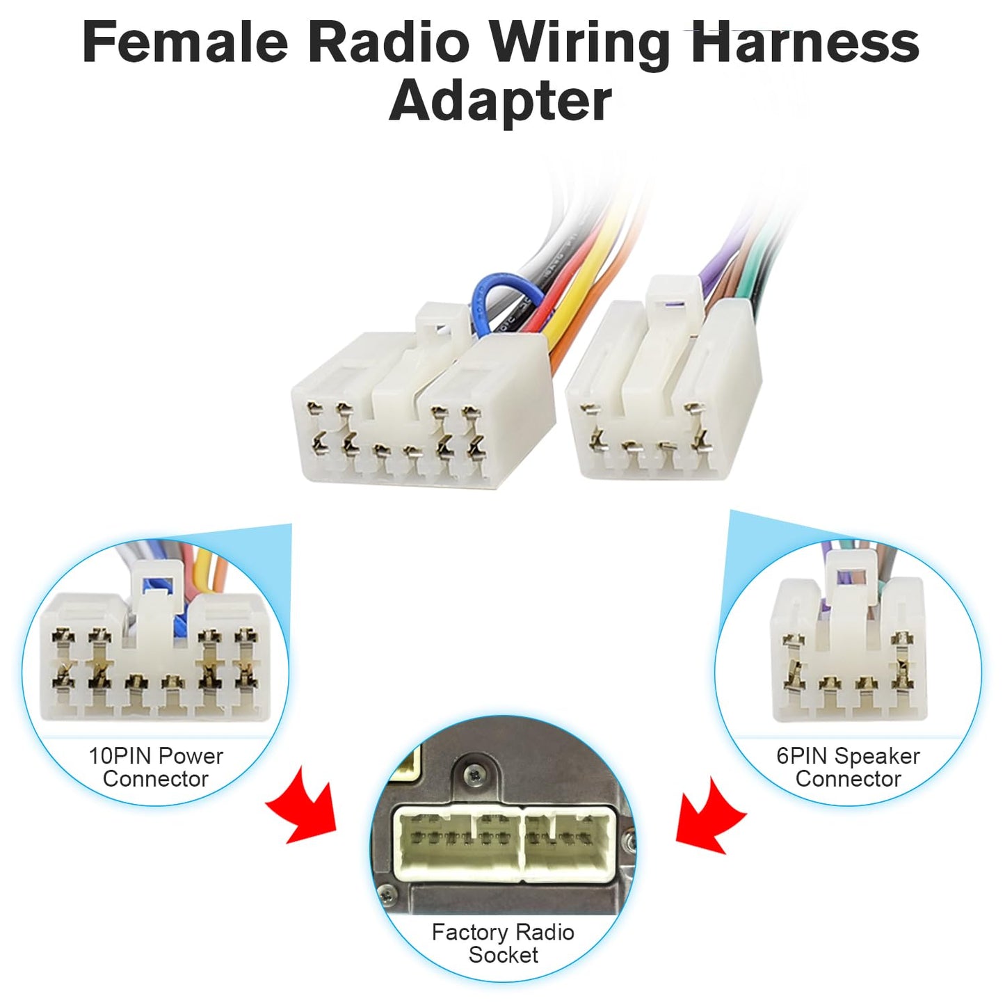 10Pin 6Pin 92-19, 12-19 Radio Wiring Harness Kit Female to Male Stereo Connector Compatible with Toyota Aftermarket Car