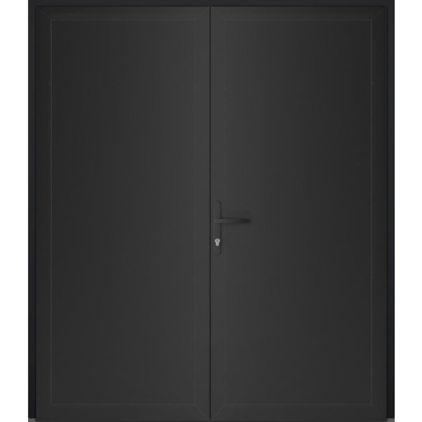 VDOMDOORS Front Exterior Prehung Metal-Plastic Double Doors/MANUX 8111 Matte Black/Residential Doors Entrance Patio Garage 72 x 80