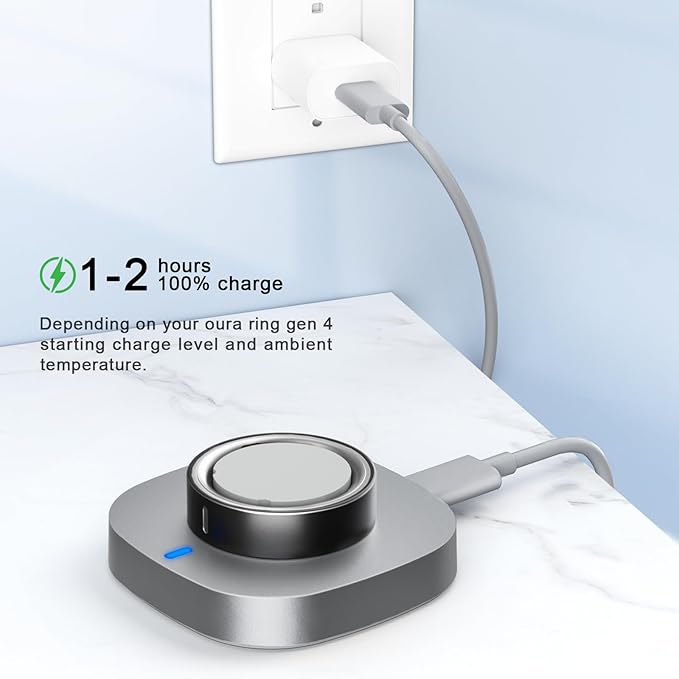 Compatible with Oura Ring Gen 4 Charger Size 8, Fast Charging Dock with USB-C Cable