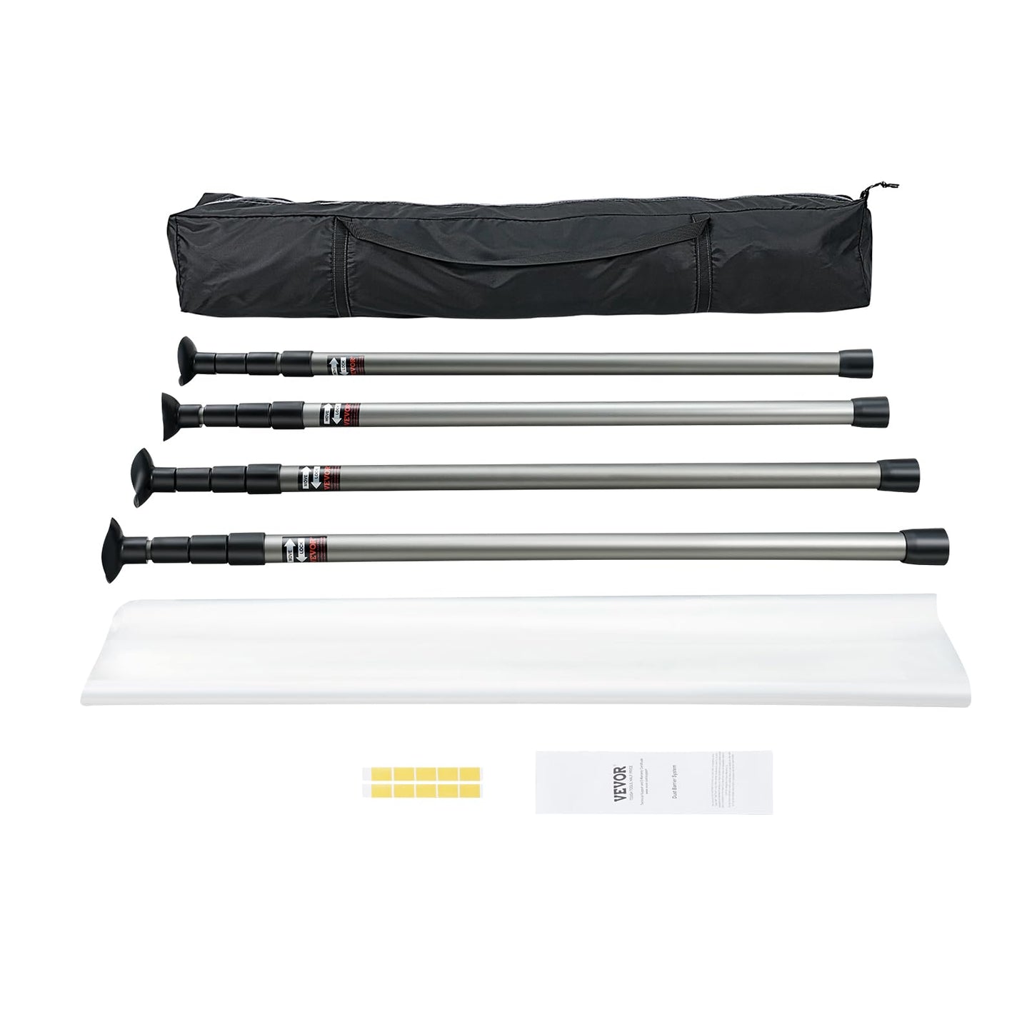VEVOR Dust Barrier Poles, 10 Ft Telescoping System with 4 Poles, Carry Bag, and 32.8x13.12 Ft Plastic Film for Interior Decoration and Painting