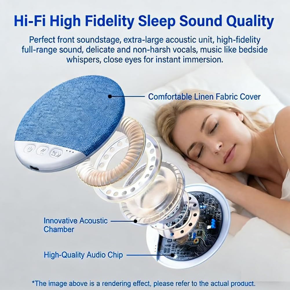 Generic 5.4 (Pink,1pcs) Portable Bluetooth Under Pillow Speaker, Mini Bluetooth Pillow Speaker Sleeping, with White