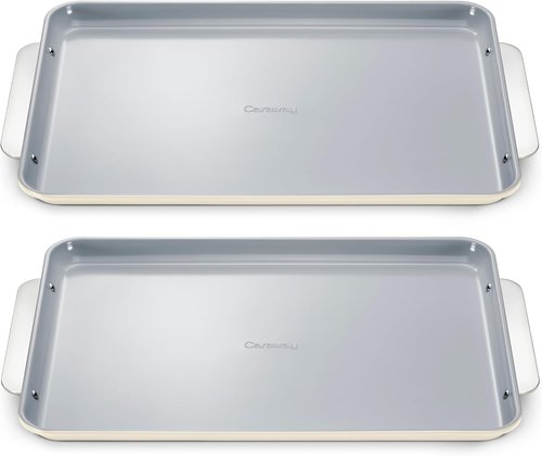 Caraway Non-Stick Ceramic Baking Sheet Duo - Non-Toxic, PTFE & PFOA Free - Ideal for Baking & Roasting - Large (18" x 13") - Cream