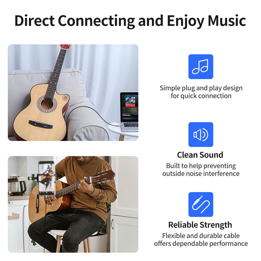 3.5mm 1/4 16 /5M, 1/8" 6.35mm 1/4" to Stereo Audio Cable Feet to TRS Male Aux Cord Double Shielded with Braiding