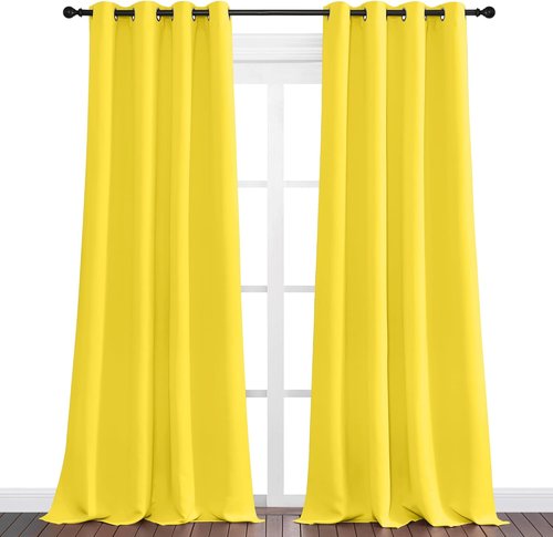 NICETOWN Bright Yellow Curtains - 108" Long, 55" Wide | Sound Reducing, Heat & Cold Blocking Panels for Modern Decor
