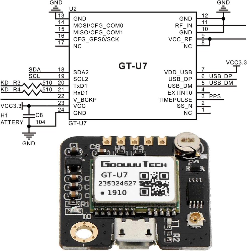 Doudou et Compagnie 2pcs GT-U7 NEO-6M, STM32, Doudou GPS Module, High Sensitivity, Low Power Consumption, Compatible