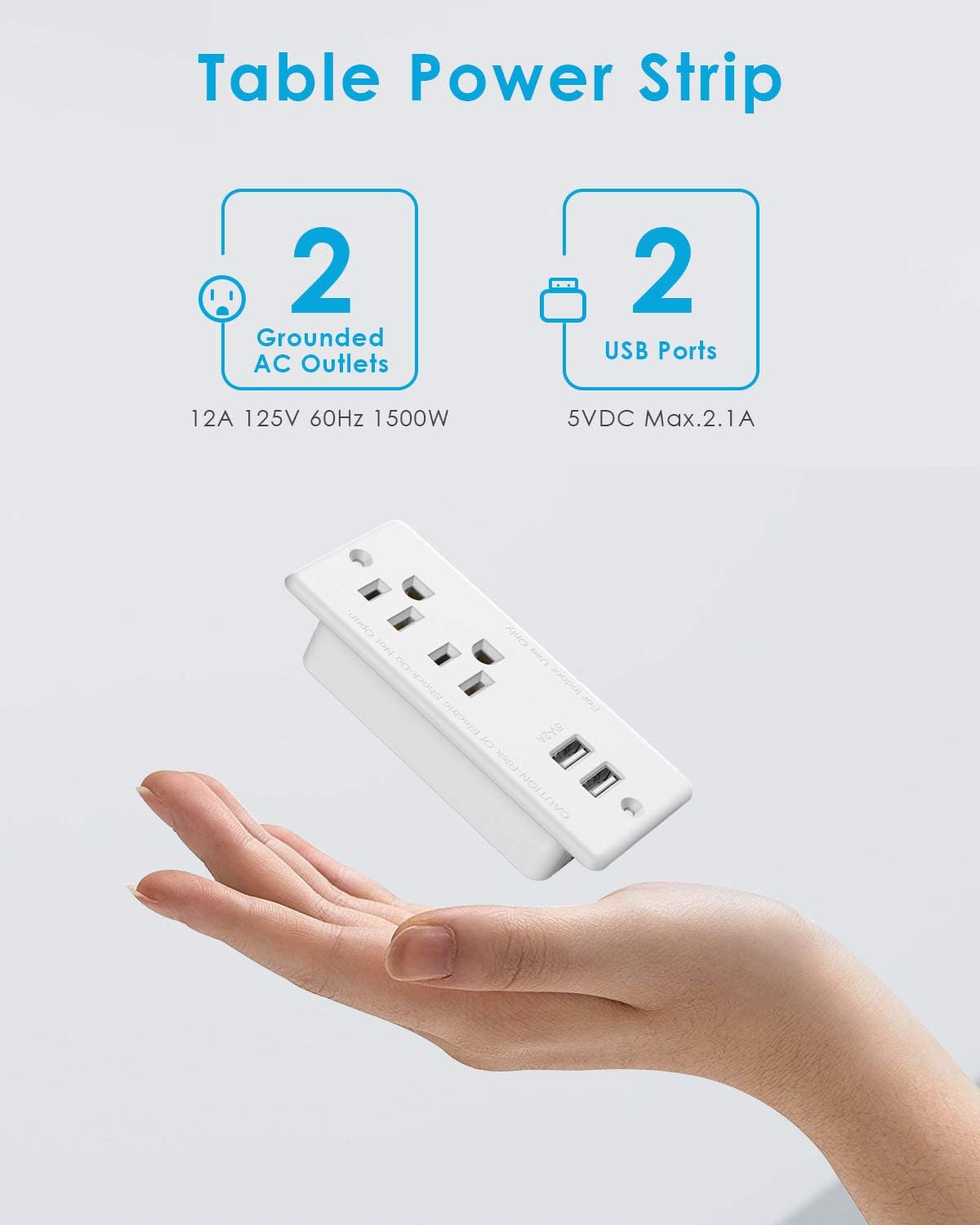 Jgstkcity Grommet 9.85ft Recessed Power Strip with USB,Flat Plug Ultra Thin Extension Cord,Furniture Desktop Charging
