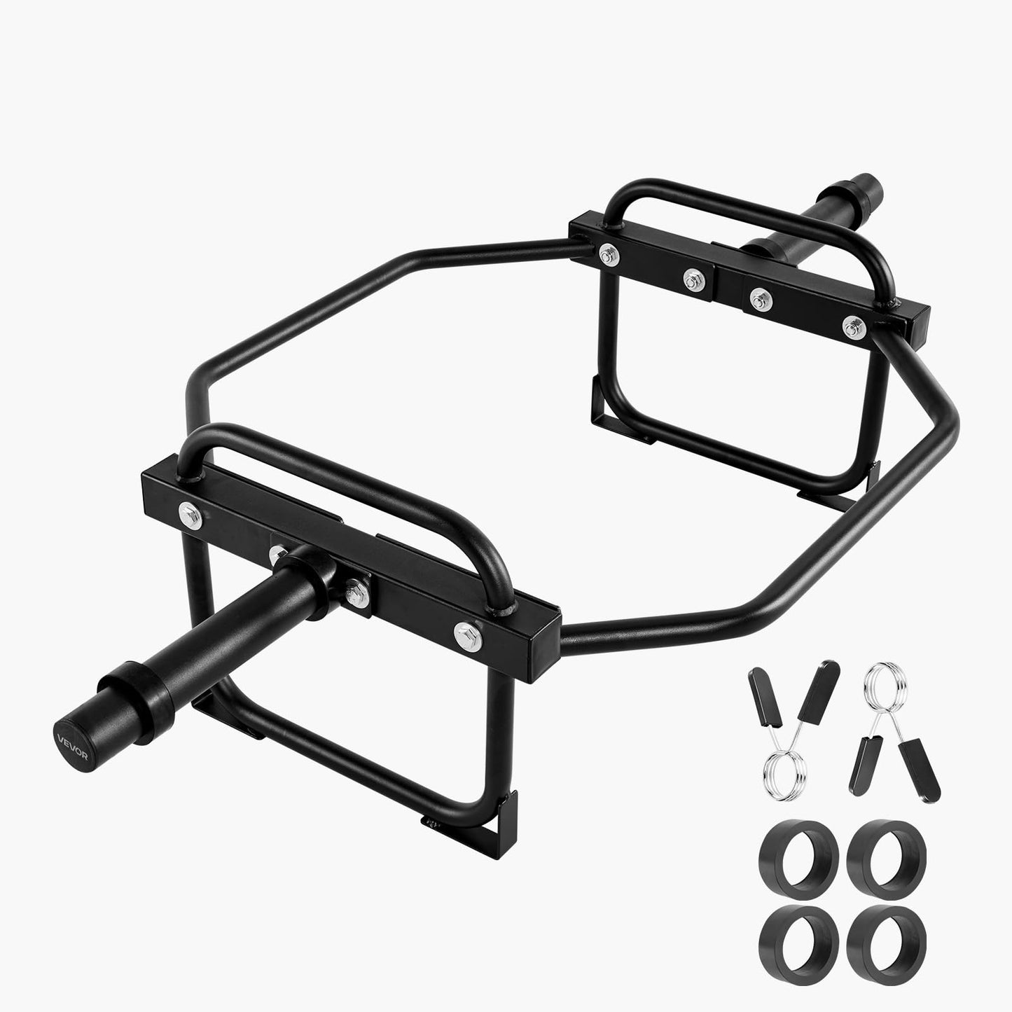 VEVOR Trap Bar Hex Bar, 2-Inch Hex Barbell, 500 LBS Capacity Shrug Bars, Weightlifting and Strength Training Equipment, Home Gym for Squats, Deadlifts, Shoulder Presses, Black