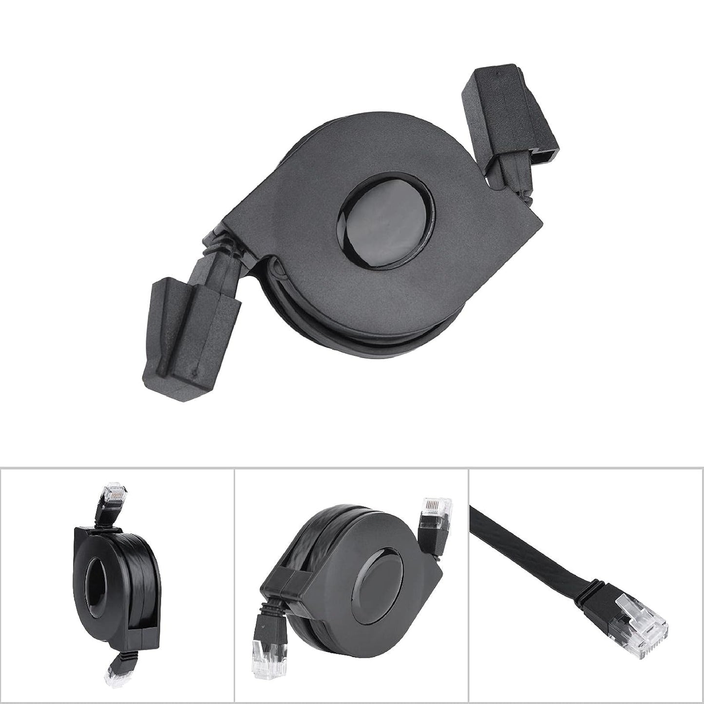 HANYAUKU CAT6 RJ45 (2m/6.6ft) Retractable Ethernet Cable, High Speed LAN Wires Internet Patch Cable, Adjustable Network