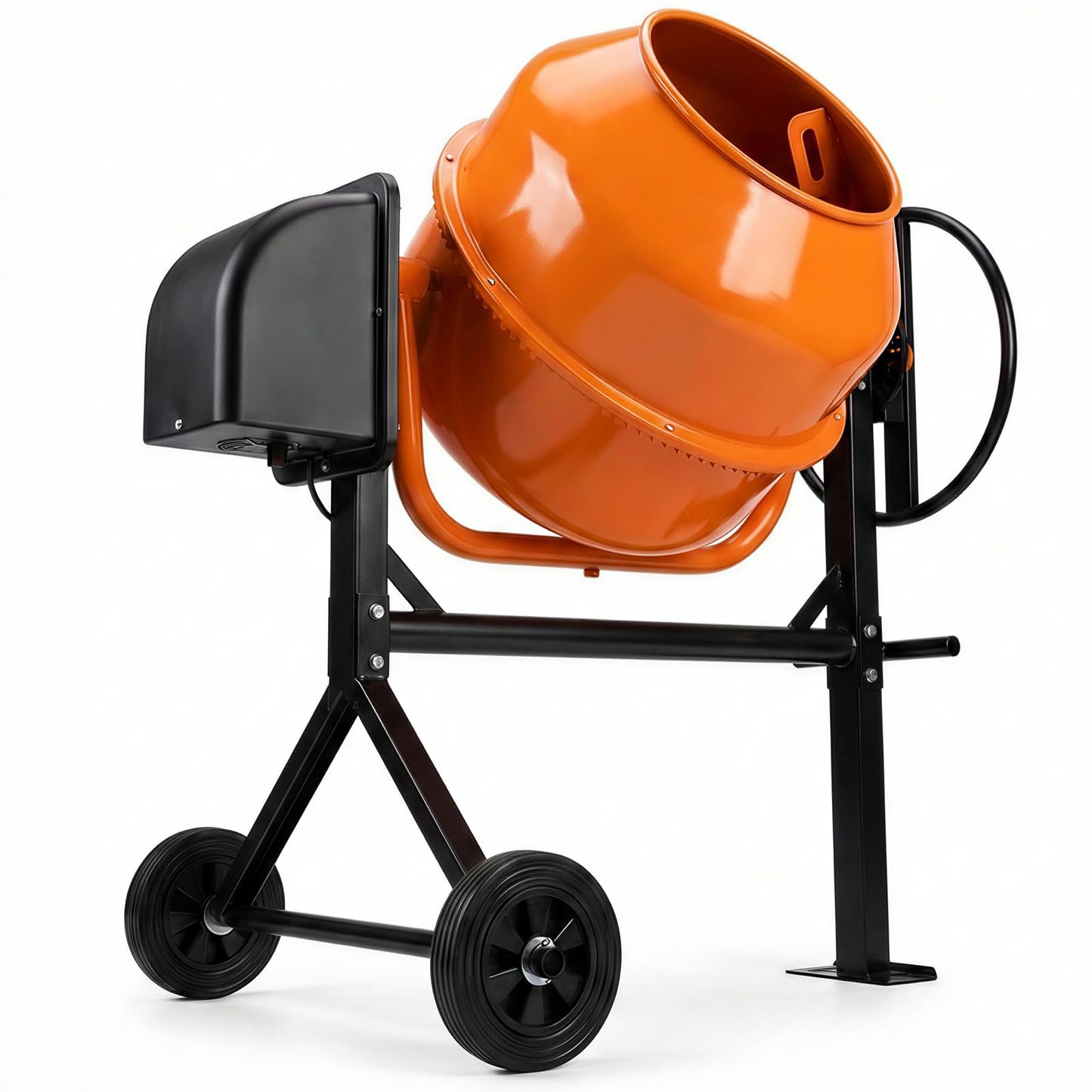 TABU 3 Cu.Ft. Electric Cement Mixer, Portable Concrete Mixer, Mortar Mixing for Seeds/Stucco, Freestanding Cement Mixing Tools with Wheels for Stucco