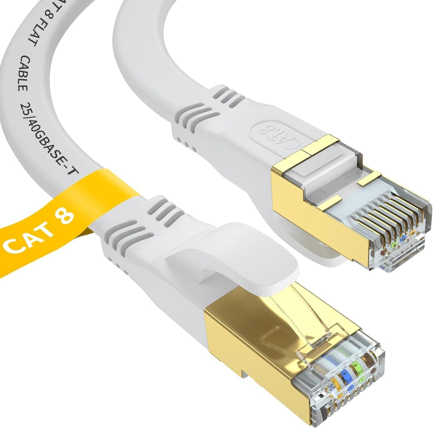 YSONG 8 6 RJ45 40Gbps 2000Mhz Cat7/Cat6/Cat5-White Cat Ethernet Cable FT, Outdoor&Indoor High Speed Heavy Duty Network