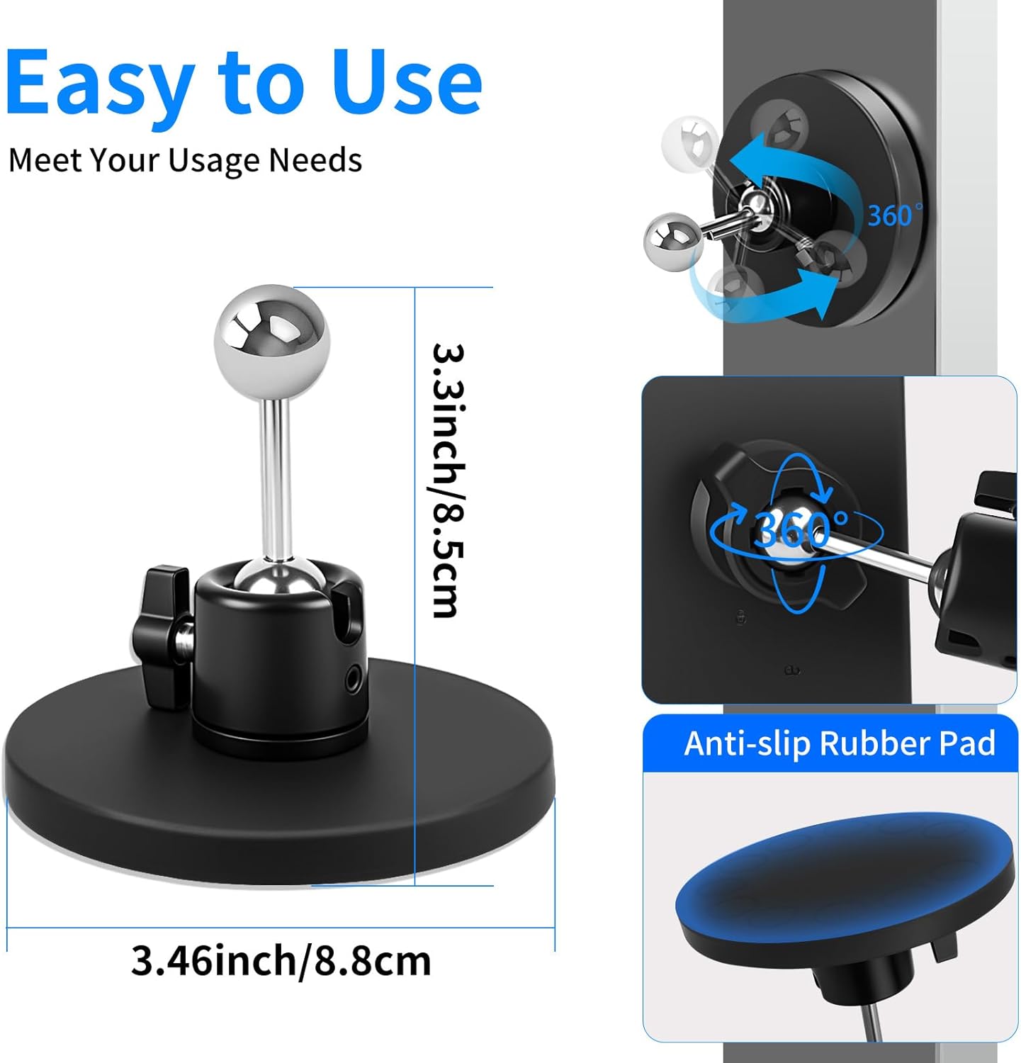 joaoxoko 360 4.7-12.9" (1) Strong Magnetic Tablet Mount, Swivel Stand for Kitchen/Office/Gym, Universal Holder