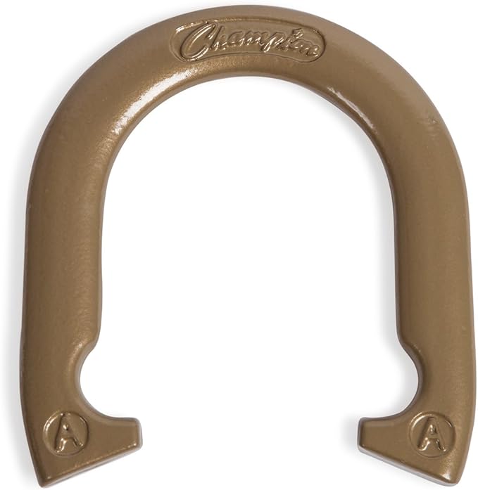 Champion Sports Horseshoe Set: Traditional Outdoor Lawn Game includes Four Professional Solid Steel Horseshoes with Solid Steel Stakes & Carrying Storage Case
