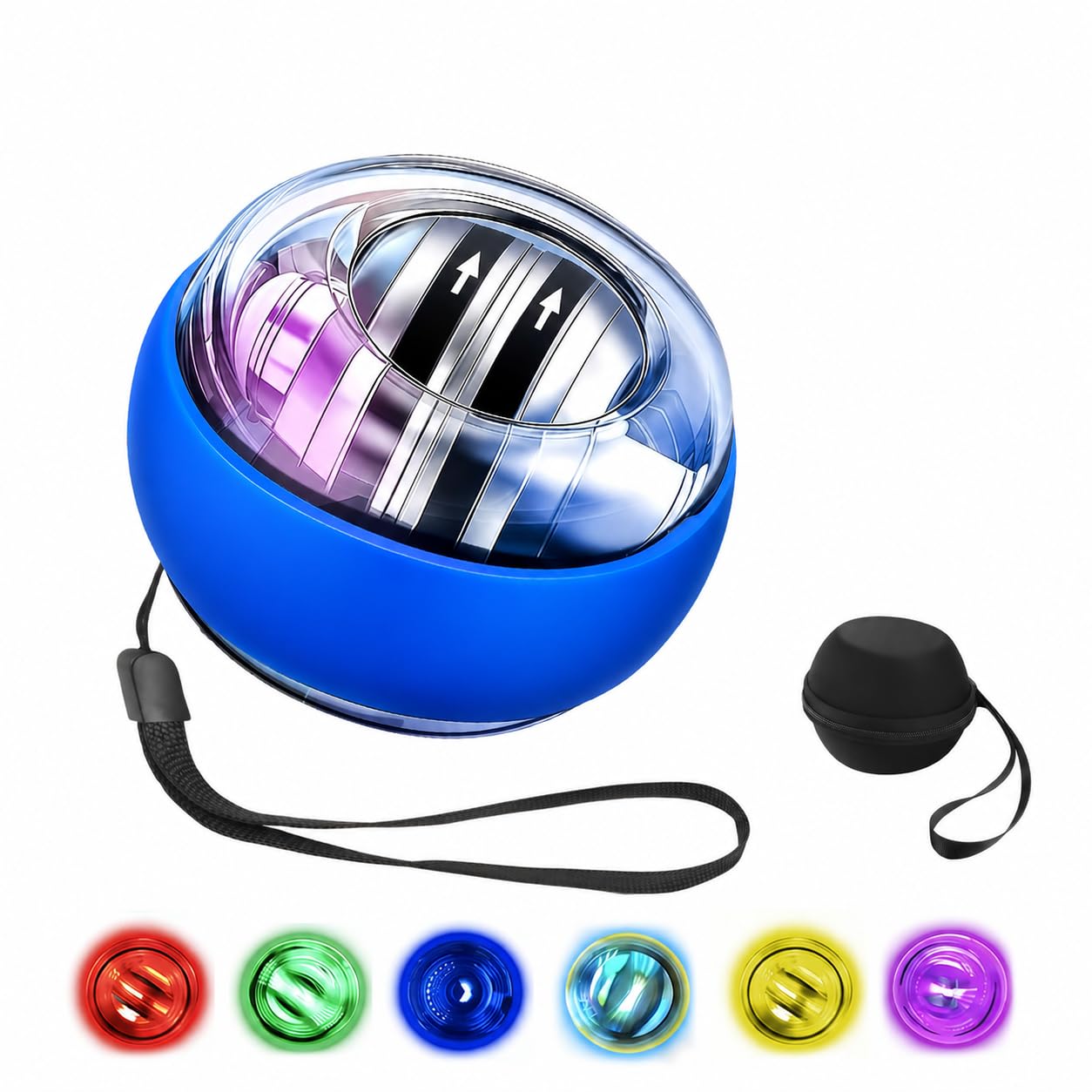 Torque Ball, Wrist Trainer Ball 2026 Upgraded, Auto-Start Gyro Ball, Wrist & Forearm Strengthener with LED Light, Smooth Silent Rotation, Portable Trainer for Fitness, Grip Strength Training-blue